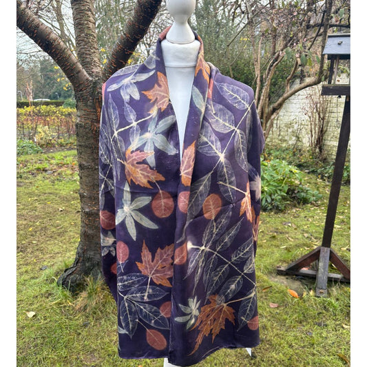 Silk Twill Shawl with logwood, wisteria, silver maple & passion flower  [SC276] image 0