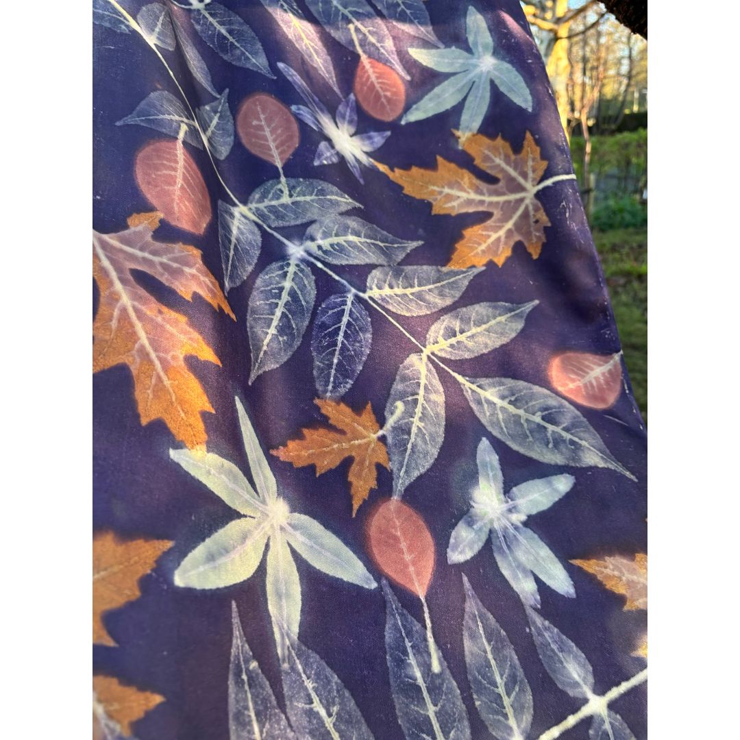 Silk Twill Shawl with logwood, wisteria, silver maple & passion flower  [SC276] image 3