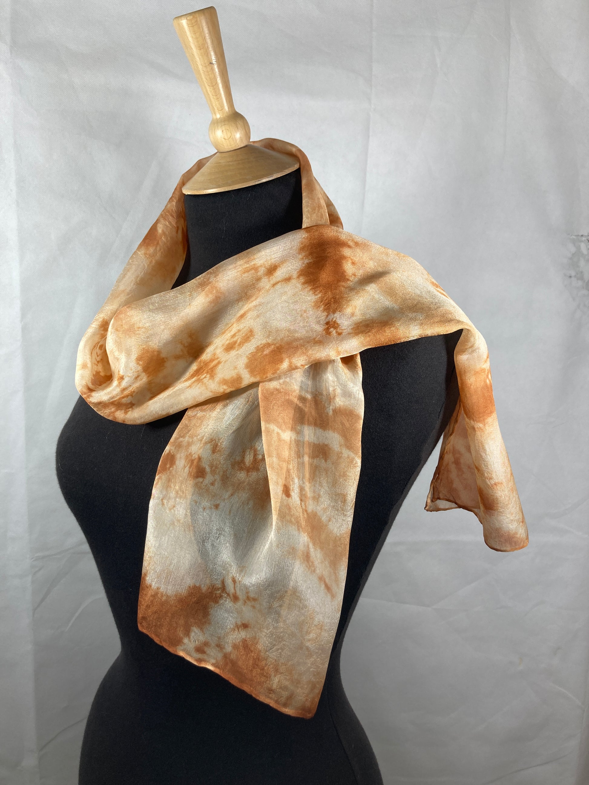 Crepe de Chine 5 silk scarf dyed with onion skins [SC57] image 0