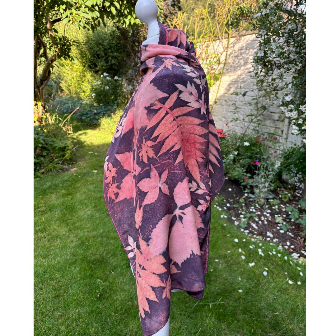 Crepe de Chine Scarf/Shawl with madder, virginia creeper, sumac & nandino SC251 image 2