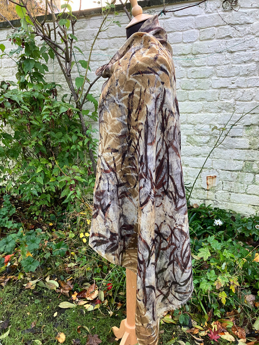 Large Wool Shawl Hand Printed with Eucalyptus  & Chestnut Catkins [SC235] image 0