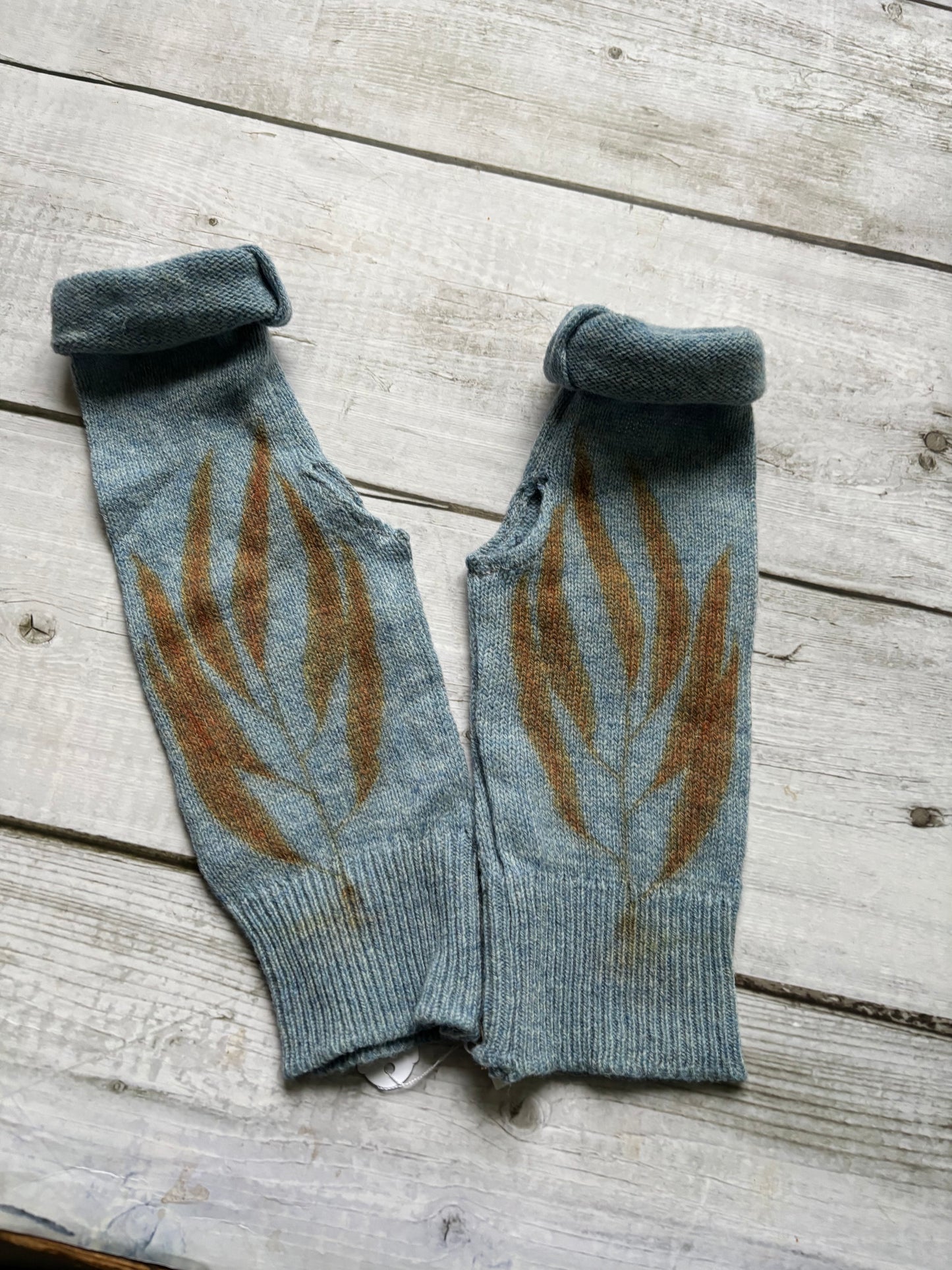 Blue lambswool fingerless mitts [GLV05]