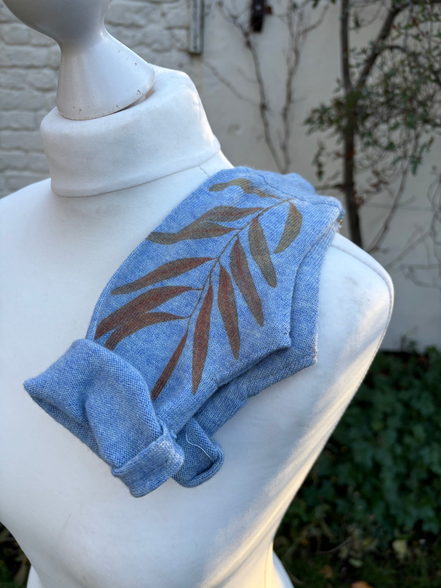 Blue merino & cashmere fingerless mitts [GLV16]