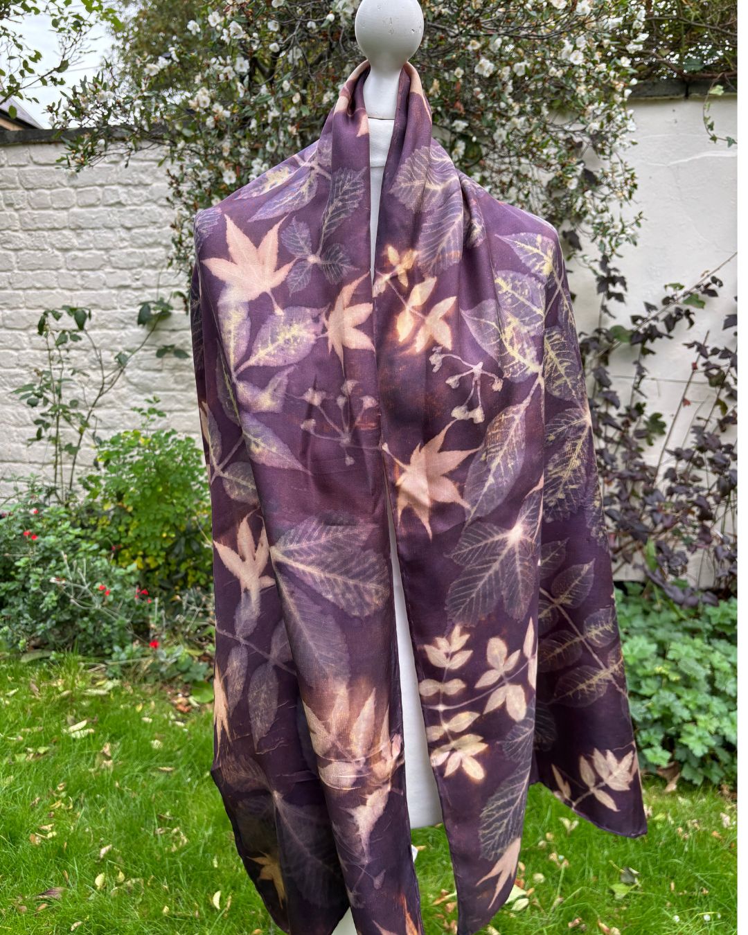 Silk Twill Shawl with Logwood, Wisteria, Silver Maple & Passion Flower  [SC293]