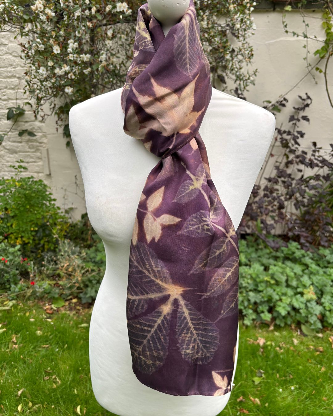 Silk Twill Shawl with Logwood, Wisteria, Silver Maple & Passion Flower  [SC293]