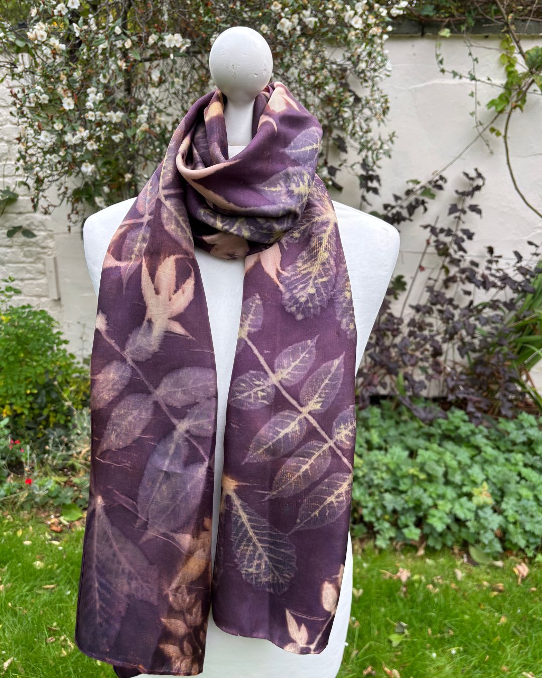 Silk Twill Shawl with Logwood, Wisteria, Silver Maple & Passion Flower  [SC293]