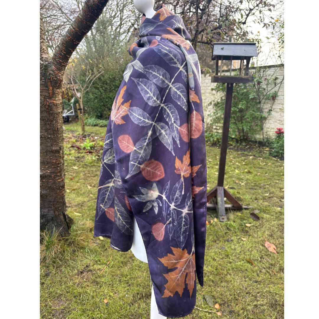 Silk Twill Shawl with logwood, wisteria, silver maple & passion flower  [SC276] image 1