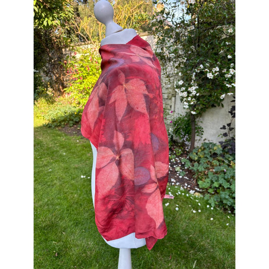 Crepe de Chine Scarf/Shawl with madder, virginia creeper & cotinus [SC250] image 0