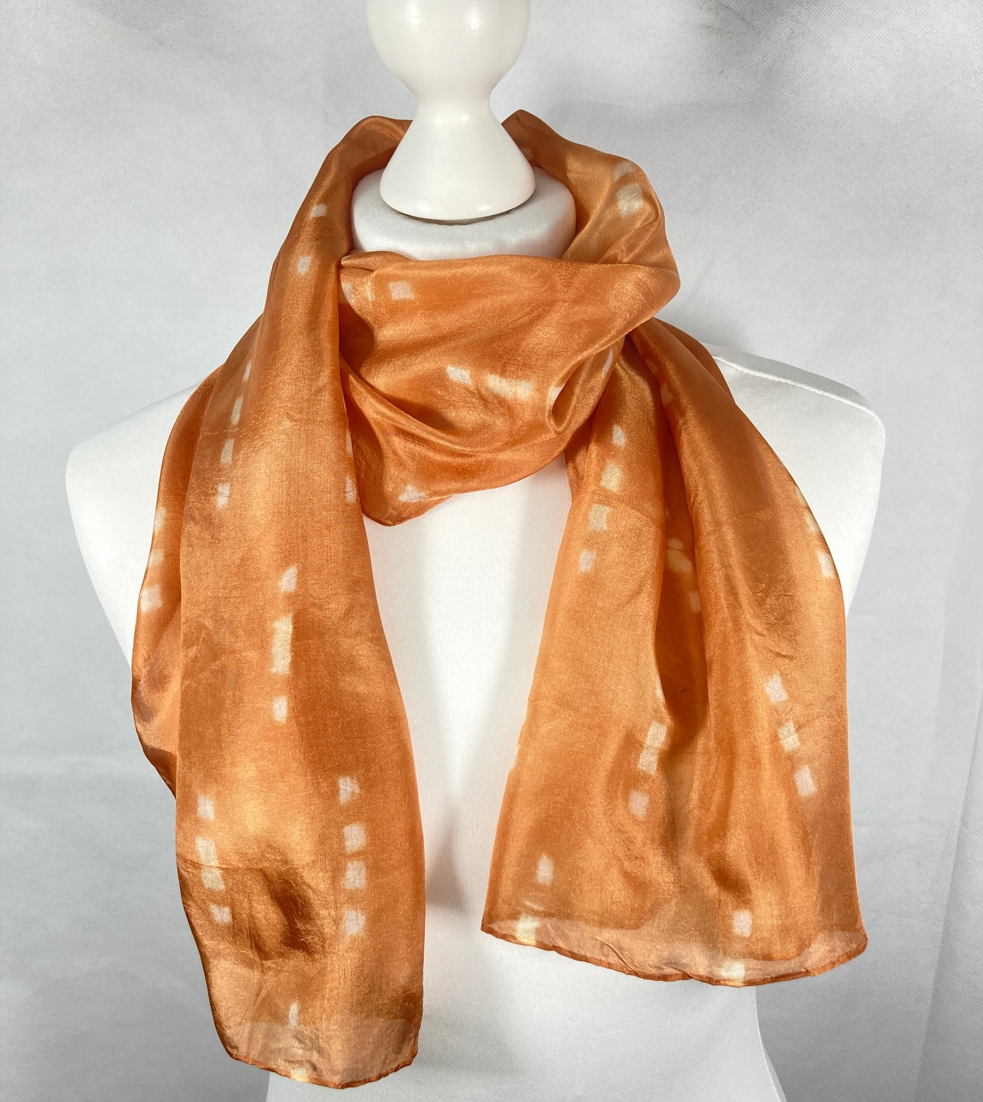 Silk Scarf Shibori Hand Dyed with Onion Skins [SC73] image 1