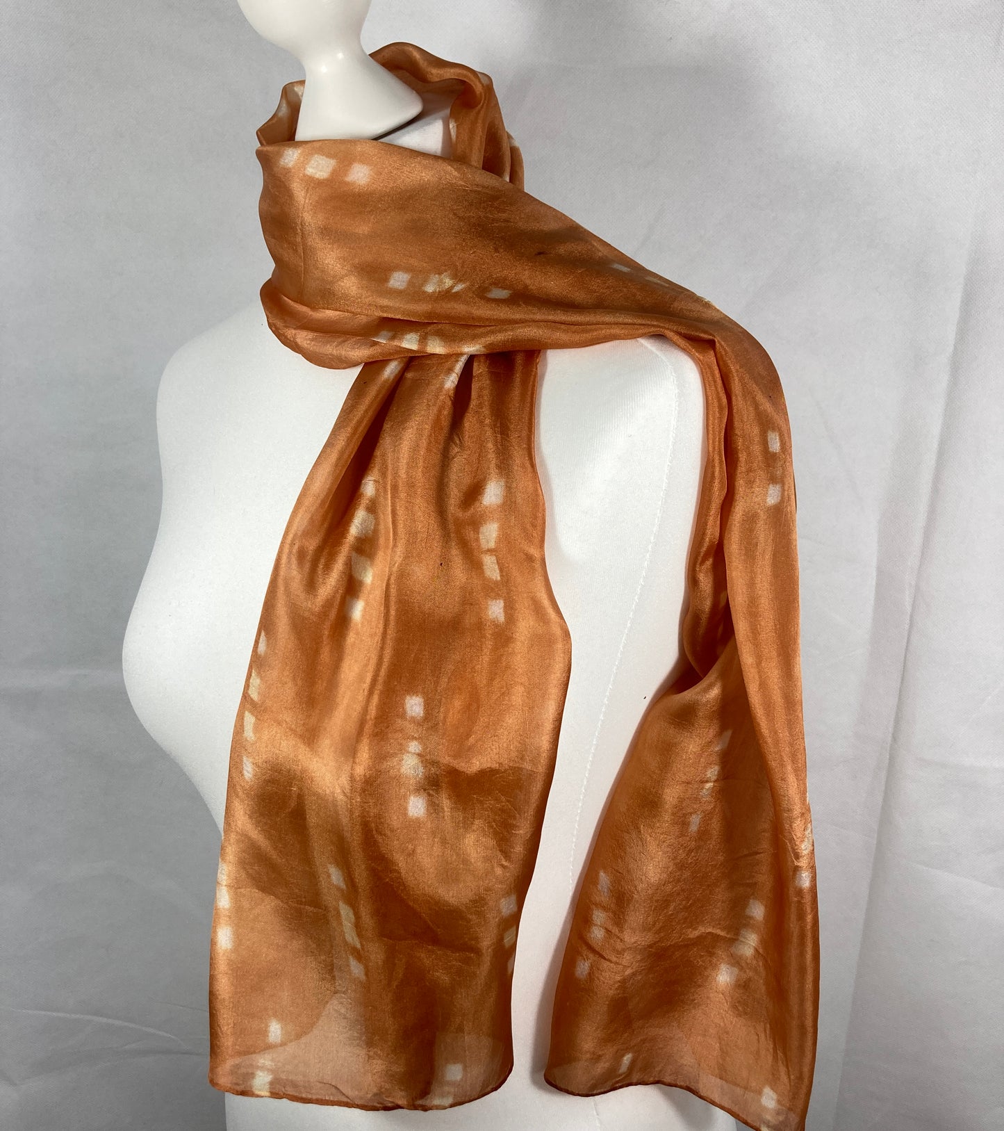 Silk Scarf Shibori Hand Dyed with Onion Skins [SC73] image 2