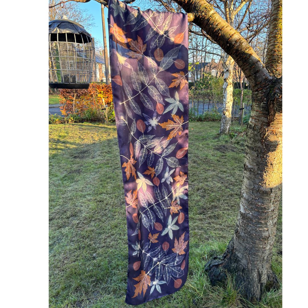 Silk Twill Shawl with logwood, wisteria, silver maple & passion flower  [SC276] image 2